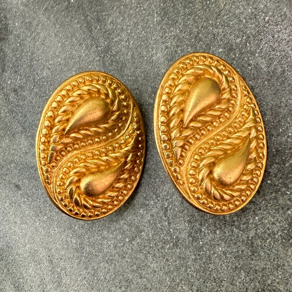 Vintage Monet Brushed Gold Statement Earrings